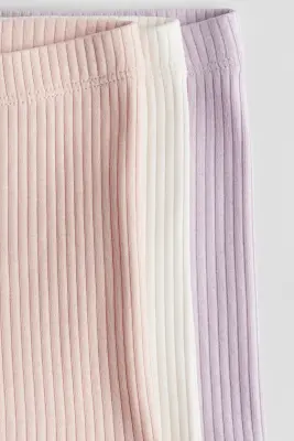 Lot de 3 shorts cycliste côtelés - Violet clair/rose clair