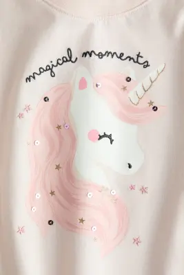 T-shirt avec motifs - Rose poudré/licorne