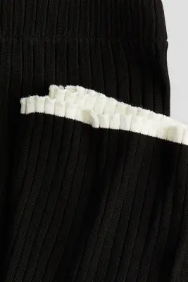 Pantalon évasé en maille côtelée - Noir