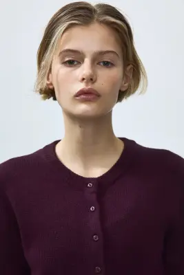 Gilet en maille texturée - Bordeaux