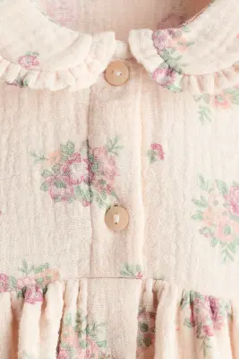 Cotton bodysuit dress - Rose clair/fleuri