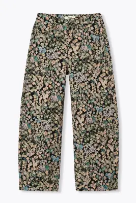 Pantalon large jacquard fleurs
