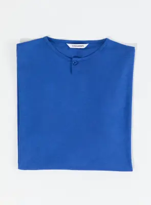 1 Button T-Shirt in Royal Blue Eucalyptus & Cotton