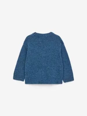 Pull en laine mélangée mouchetée - Bleu