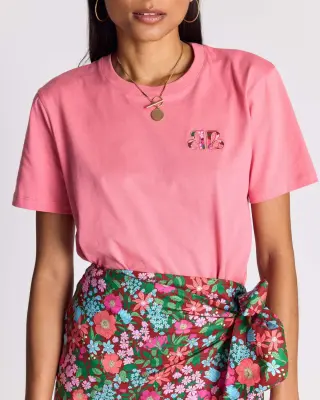 Tee-shirt Bree rose et imprimé Liberty rose et bordeaux