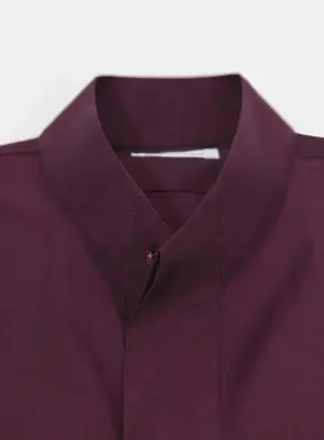 Origami Collar Shirt in Plum End-on-End