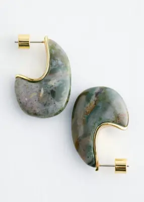 Demi-créoles - Doré/Turquoise