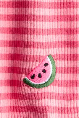 Short cycliste imprimé en coton - Rose/rayé