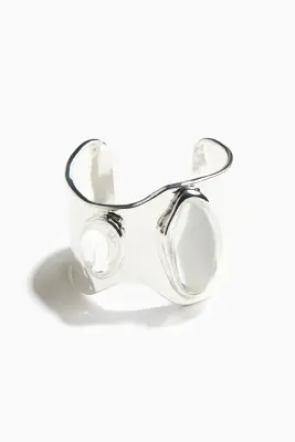 Bracelet manchette ornementé - Argenté