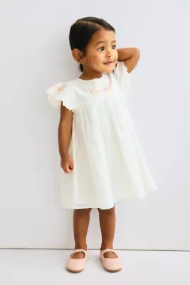 Robe en coton avec broderies - Blanc