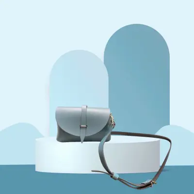 Petit Sac Bandoulière en Cuir Bleu Canard
