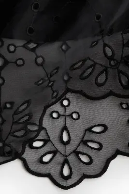 Jupe en organza avec broderie anglaise - Noir