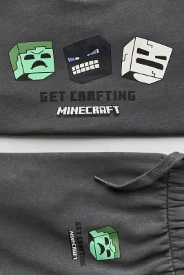 Ensemble 2 pièces en molleton imprimé - Gris foncé/Minecraft