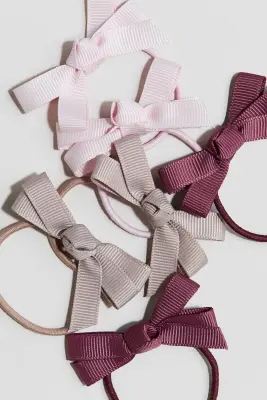Lot de 6 élastiques à cheveux - Rose pâle/grège/violet prune