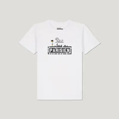 T-SHIRT IMPRIMÉ ENFANT COTON BIO - PETIT PARISIEN - BLANC