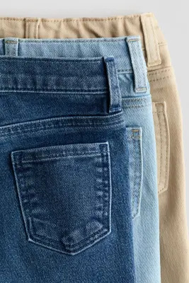 Lot de 3 Comfort Stretch Skinny Fit Jeans - Bleu denim/beige