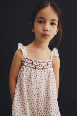 Combinaison en coton avec imprimé fleuri - Blanc/fleuri