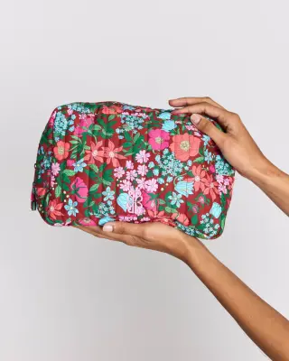 Trousse de toilette Perla imprimé Liberty rose et bordeaux