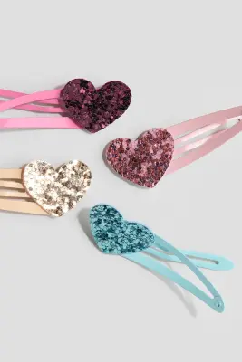 Lot de 4 barrettes - Rose/jaune/bleu