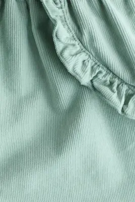 Pantalon volanté en velours côtelé - Vert ancien clair