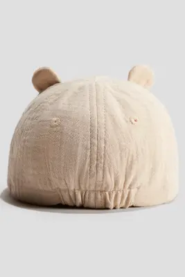Casquette en mousseline avec visière souple - Beige clair/ours