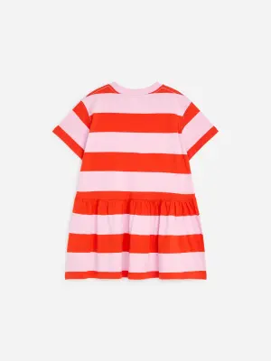 Robe à volants en jersey - Rose/Rouge