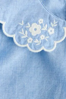 Ensemble 2 pièces blouse et legging - Bleu clair/blanc