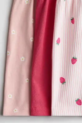 Lot de 3 robes imprimées en coton - Rose/fraises