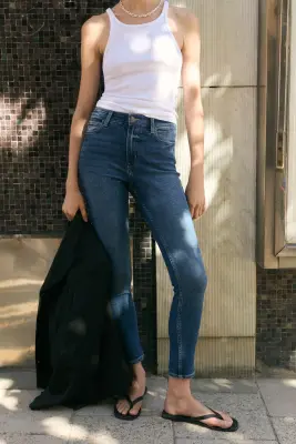 Skinny High Waist Jeans - Bleu denim