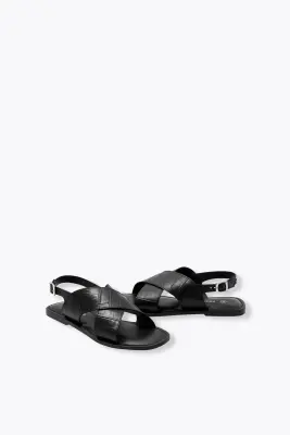 Sandales en cuir effet croco