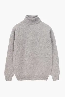 Pull col roulé Shaggy Dog en laine - Gris