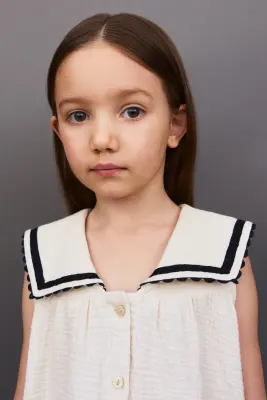 Blouse en mousseline de coton - Beige clair