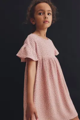 Robe en mousseline de coton - Rose ancien/fleuri