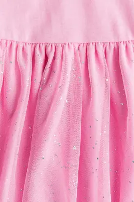 Robe en jersey avec jupe en tulle - Rose