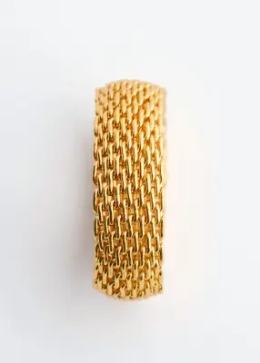 Bague à motif en mesh - Doré
