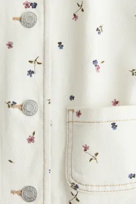 Veste en denim de coton - Blanc/fleuri