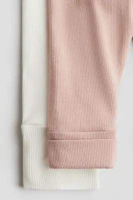Lot de 2 leggings évolutifs - Rose ancien clair/blanc