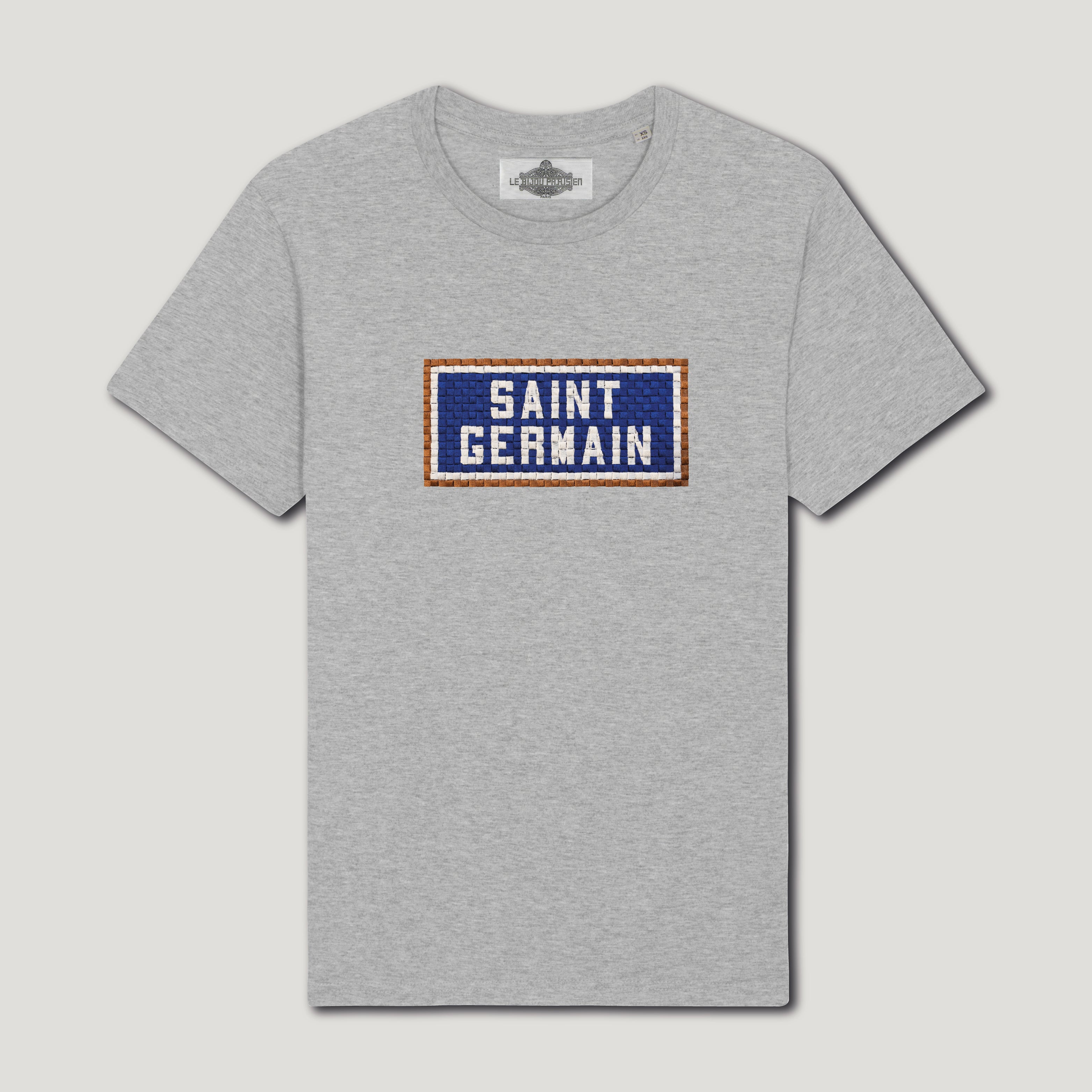 T-SHIRT COTON BIO BRODÉ - SAINT GERMAIN - GRIS