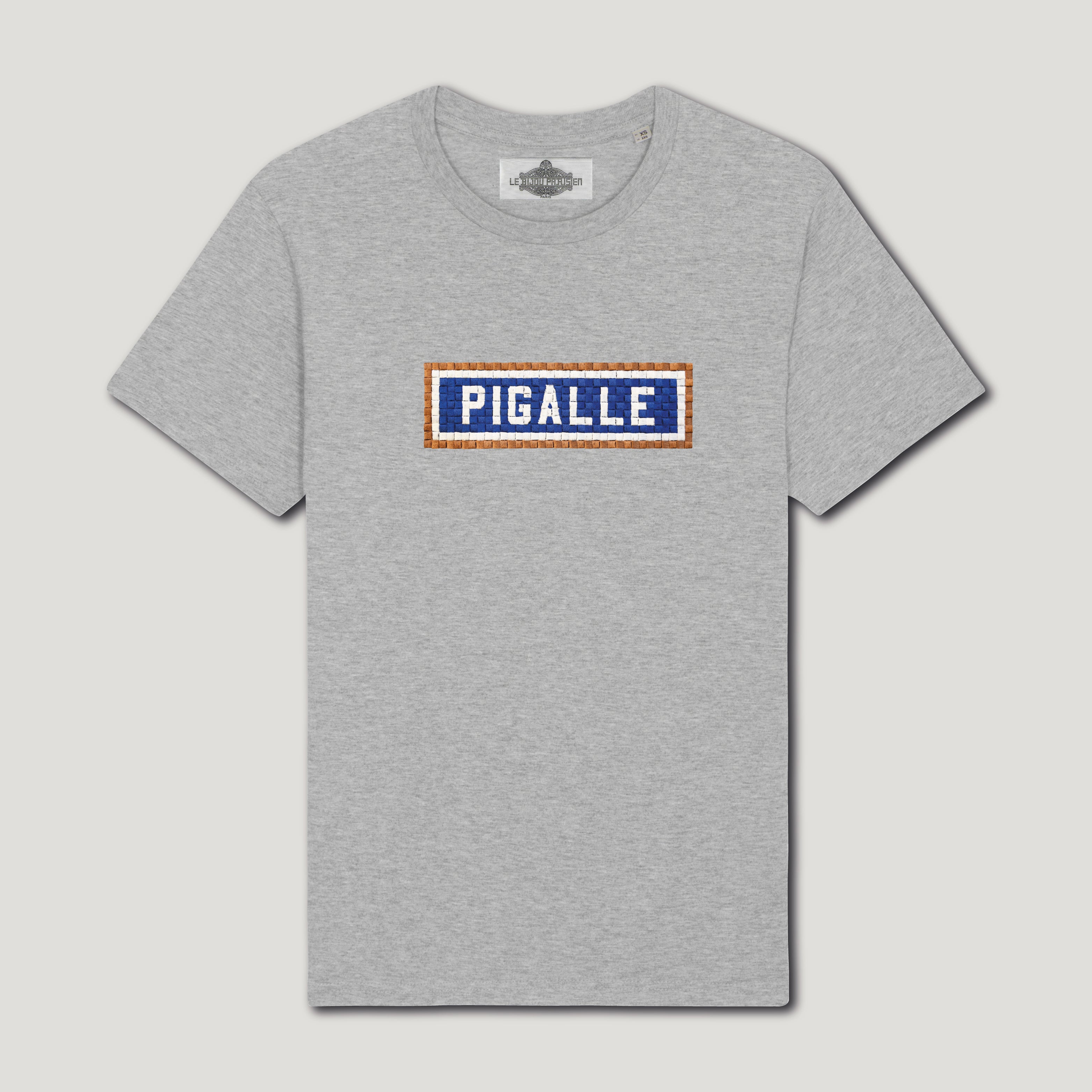 T-SHIRT COTON BIO BRODÉ - PIGALLE – GRIS