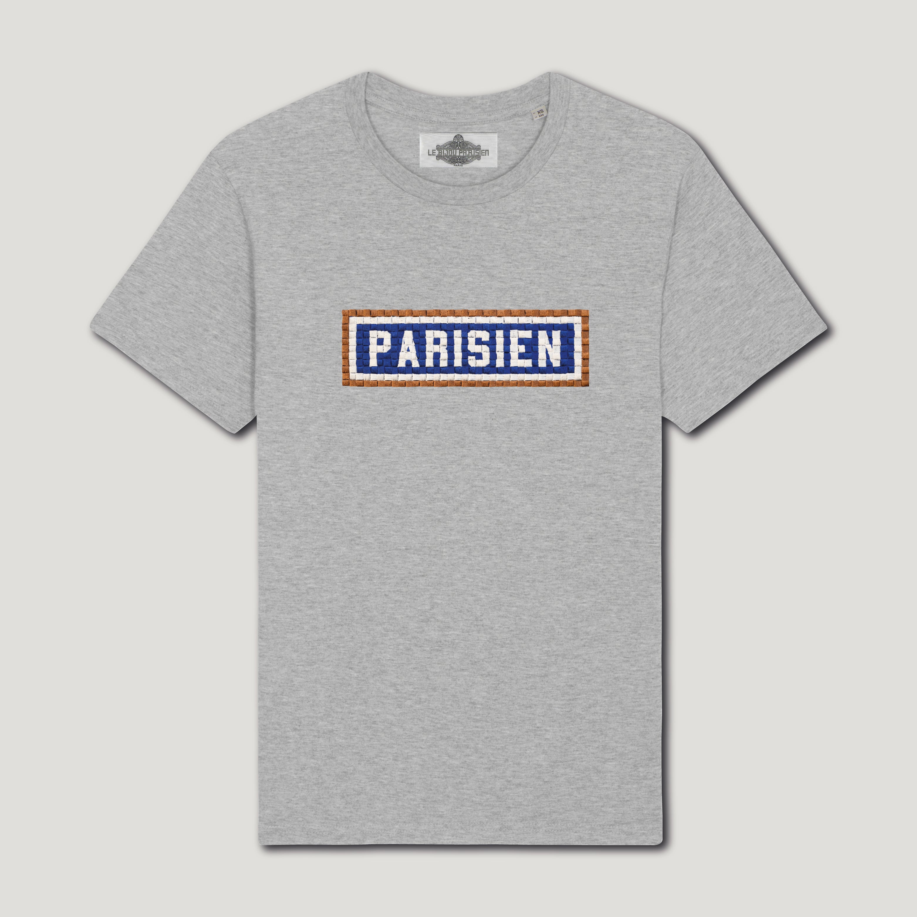 T-SHIRT COTON BIO BRODÉ - PARISIEN - GRIS
