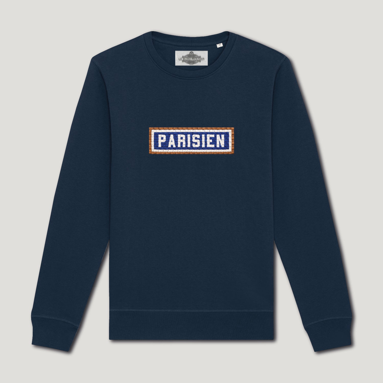 SWEAT-SHIRT COTON BIO BRODÉ - PARISIEN - NAVY