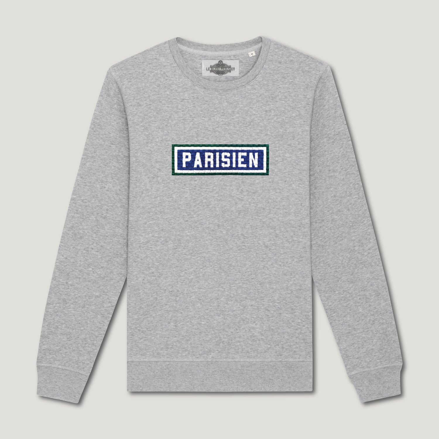 SWEAT-SHIRT COTON BIO BRODÉ - PARISIEN - GRIS