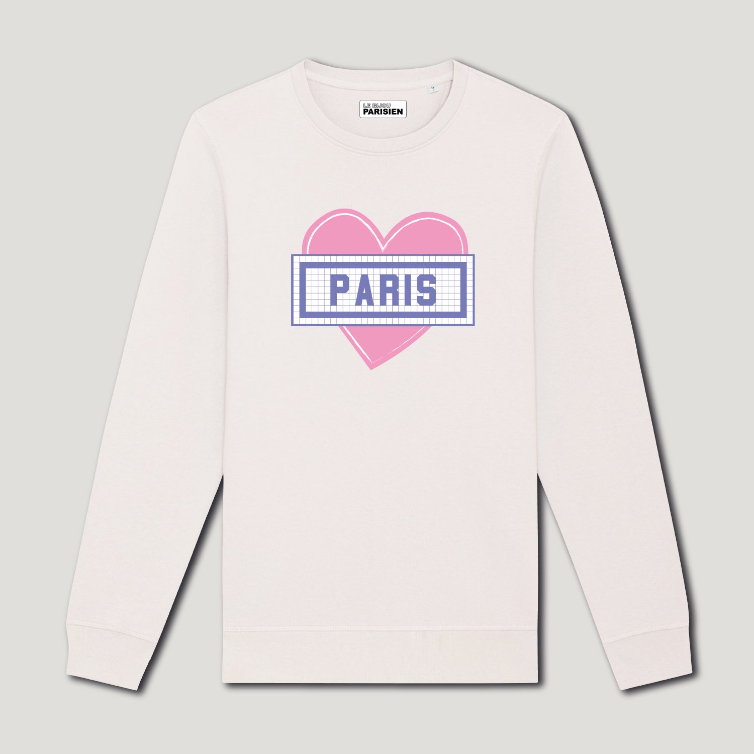 SWEAT-SHIRT COTON BIO IMPRIMÉ - COEUR PARIS - ÉCRU