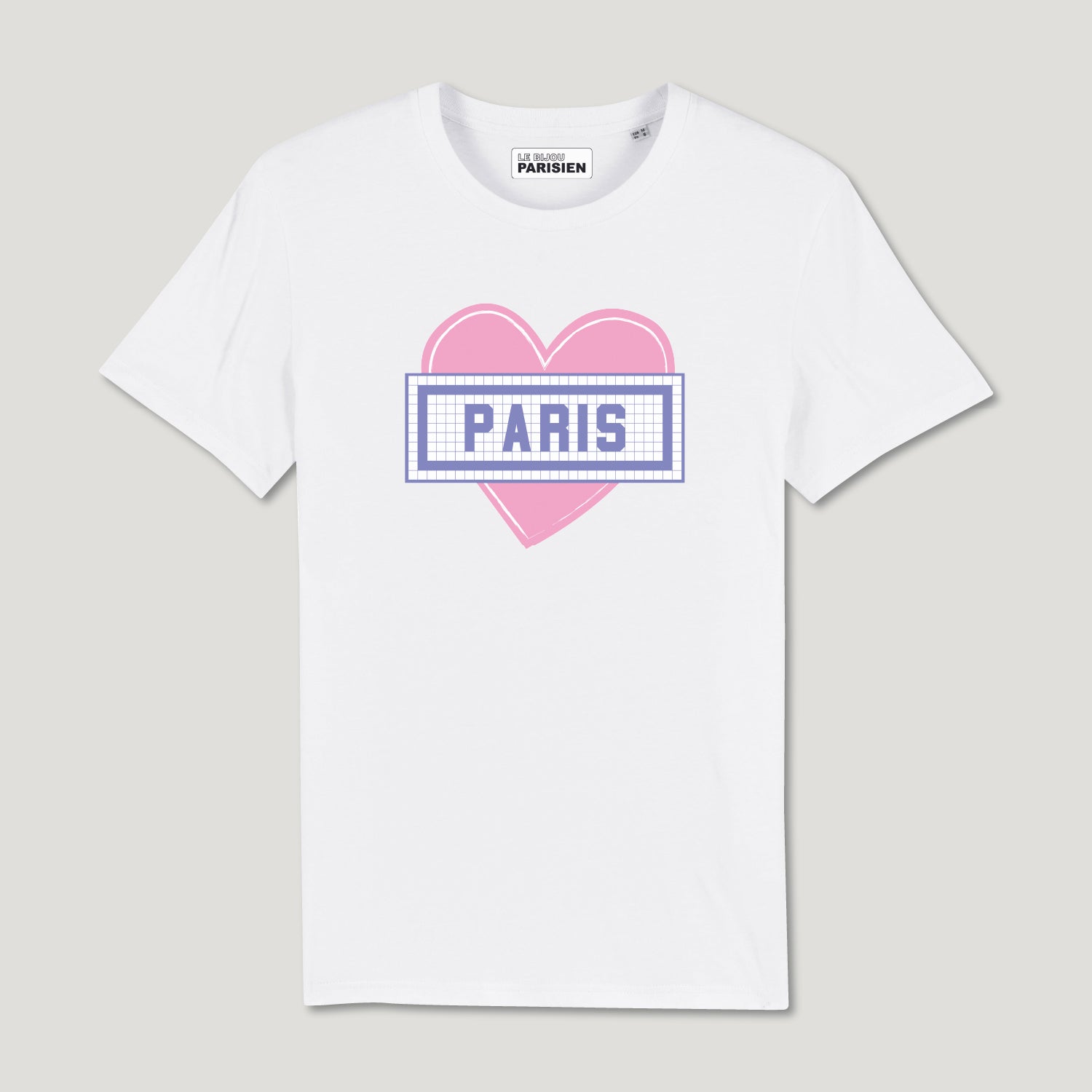 T-SHIRT COTON BIO IMPRIMÉ - COEUR PARIS - BLANC