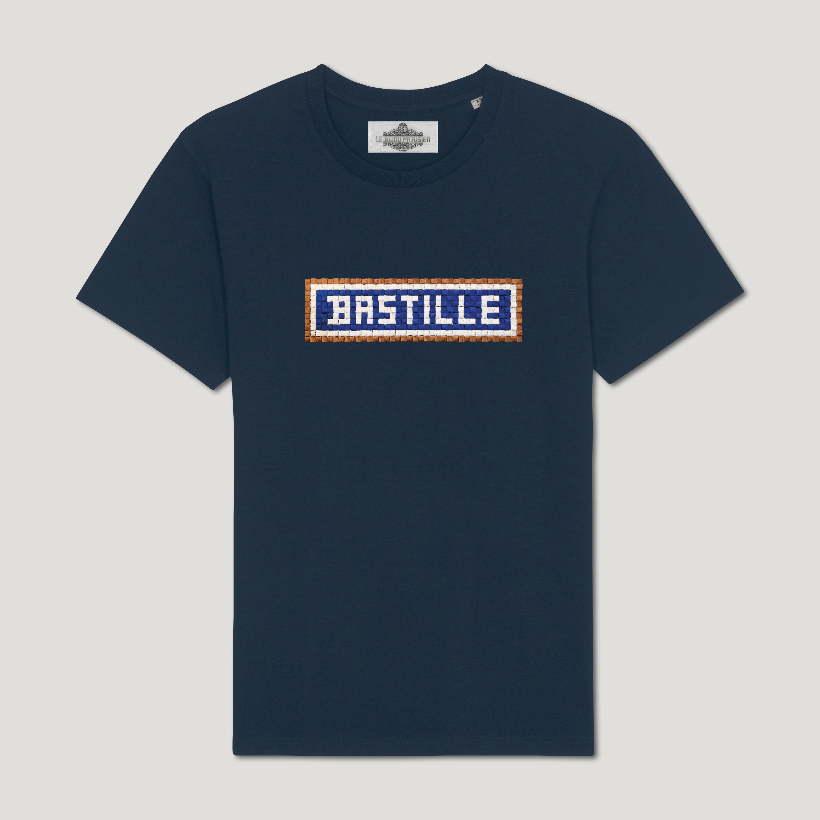 T-SHIRT COTON BIO BRODÉ - BASTILLE - NAVY