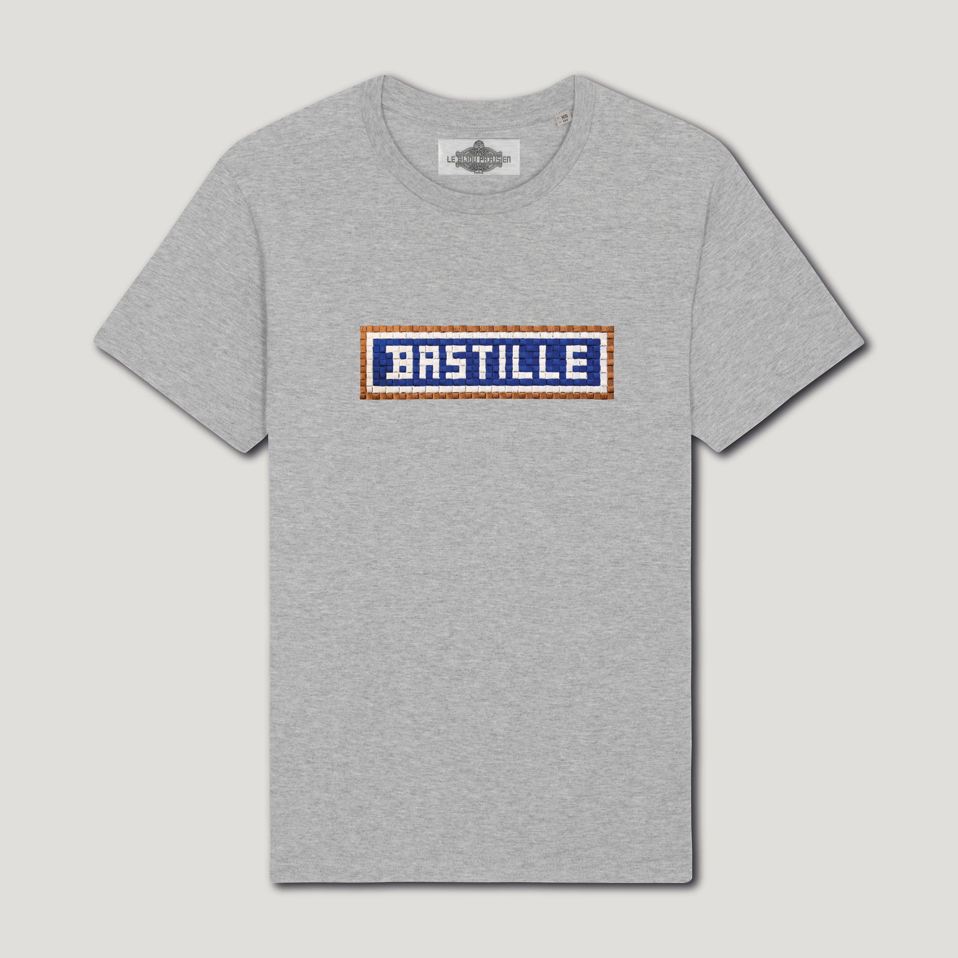 T-SHIRT COTON BIO BRODÉ - BASTILLE - GRIS