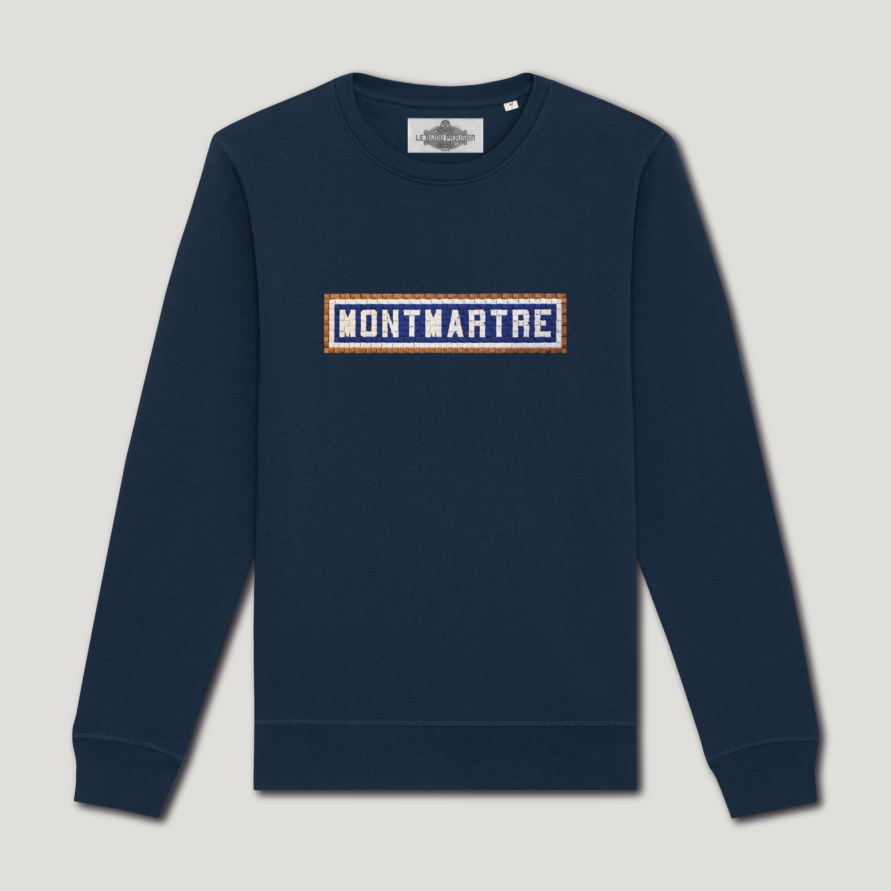 SWEAT-SHIRT COTON BIO BRODÉ - MONTMARTRE - NAVY