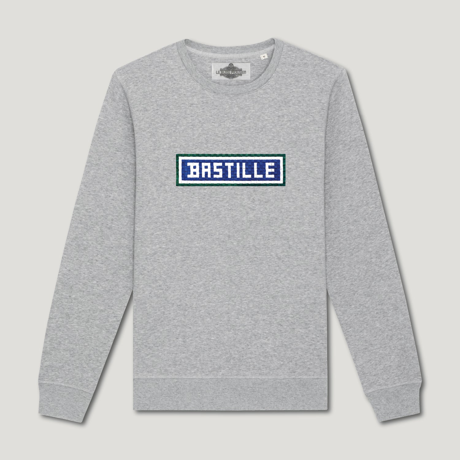 SWEAT SHIRT - COTON BIO BRODÉ - BASTILLE - GRIS