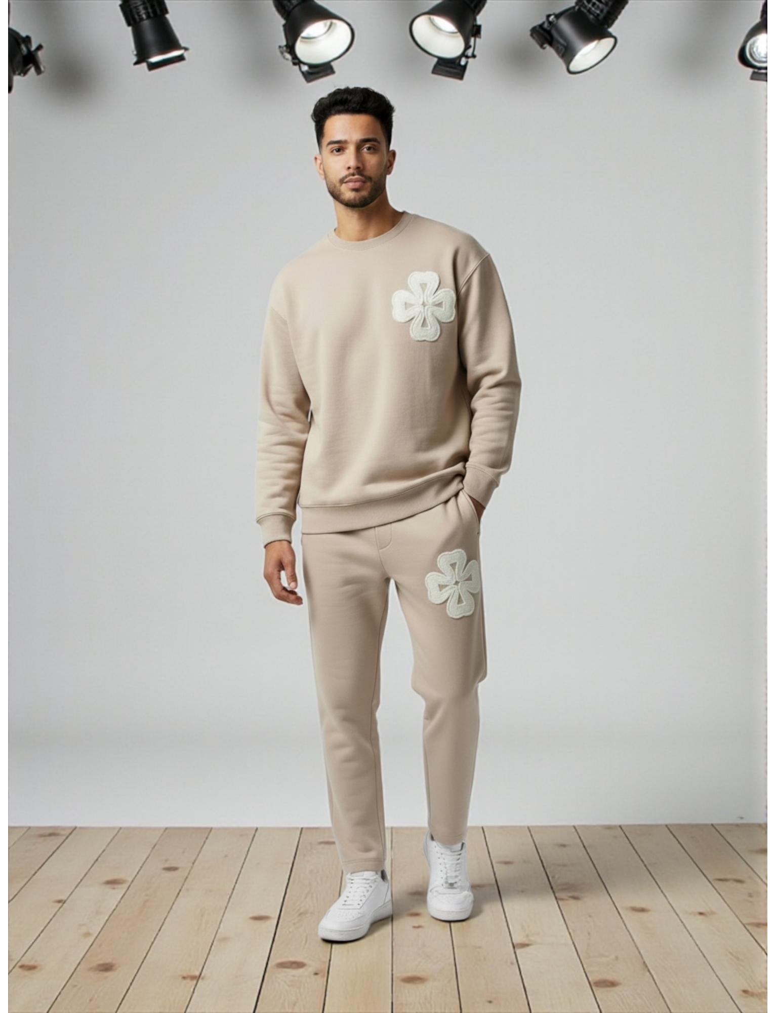 Ensemble Molleton Trèfle beige