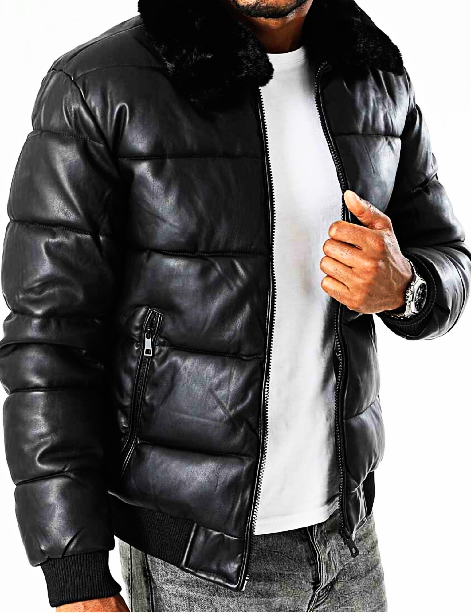 Blouson doudoune noir bombers